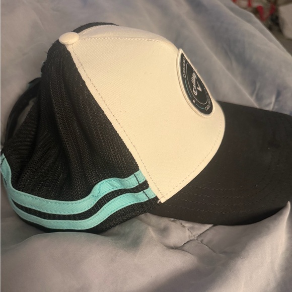 Callaway Golf Trucker Mesh Snapback Adjustable Hat Cap with light blue stripes. - Picture 3 of 5